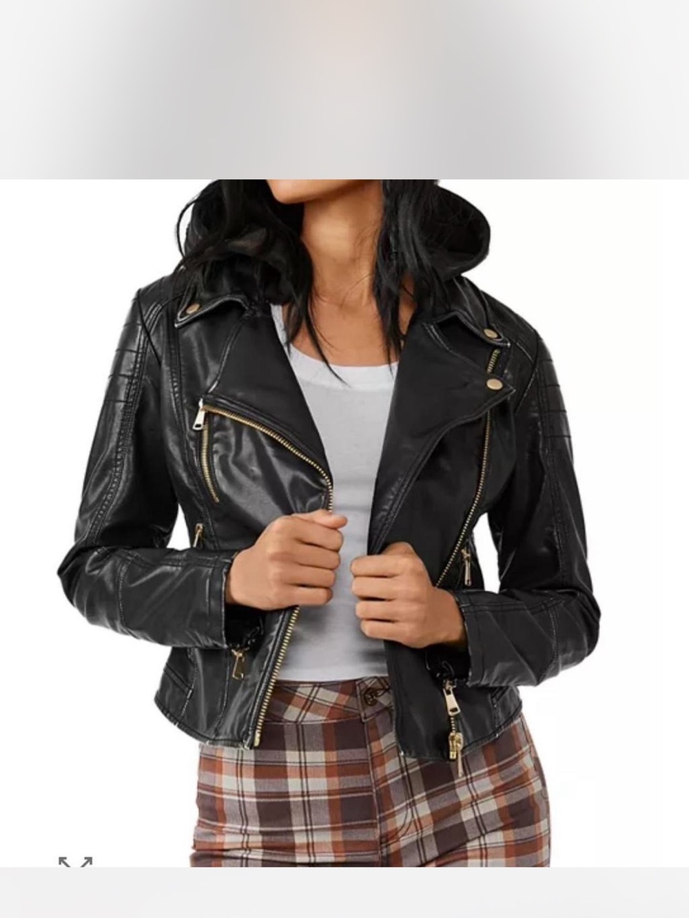 Free People Harriet vegan leather hood moto jacket